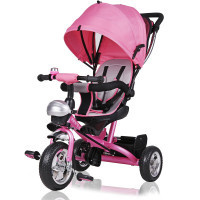 DBA Kinderfahrrad/Dreirad -Pink- Schiebestange, klappbare Fußstütze, Korb