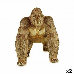 Deko-Figur Gorilla Gold 20 x 27,5 x 34 cm (2 St&uuml;ck)