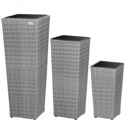 Deuba Blumentöpfe - 3 Stück - Polyrattan