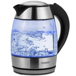 Deuba Wasserkocher Schwarz/Silber Glas 1.8L