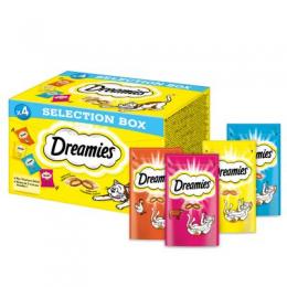 Dreamies Katzensnacks Mixbox - 16 x 30 g Sparpaket Selection Box (Huhn, Käse, Lachs, Rind)
