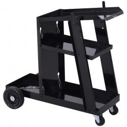 DURHAND Schweißwagen  Schweißgerätwagen mit 3 Regalen, Gasflaschenwagen, Sicherheitskette, Schwarz, 71x39x70 cm  Aosom.de