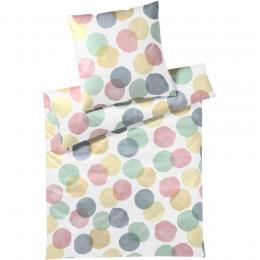 elegante Bubbles Bettw&auml;sche-Set aus Mako-Batist - sonne - 135x200 / 40x80 cm