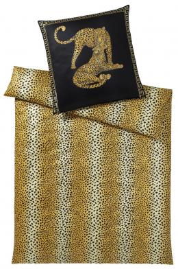 elegante Gepard Pair Bettwäsche aus Mako-Satin - Dunkelgrau - 155x200 / 80x80 cm