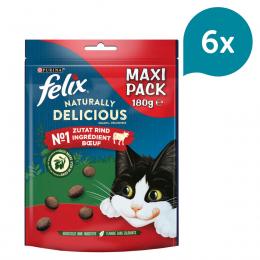 FELIX Naturally Delicious Katzensnack mit Rind & Goji Beeren 6x180g