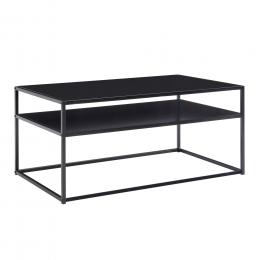 FineBuy Couchtisch 100x60x45 cm Metall Wohnzimmertisch Industrial Schwarz, Sofatisch Stahl mit Stauraum, Loungetisch mit Ablagefach, Kaffeetisch Beistelltisch Eckig