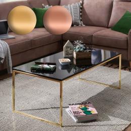 FineBuy Couchtisch 120 x 45 x 60 cm Metall Holz Sofatisch schwarz, Design Wohnzimmertisch quadratisch, Stubentisch mit Metallgestell, Kaffeetisch klein, Wohnzimmer Loungetisch modern