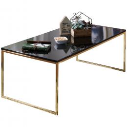 FineBuy Couchtisch 120x45x60 cm Metall Holz Sofatisch Schwarz / Gold, Design Wohnzimmertisch rechteckig, Stubentisch mit Metallgestell, Kaffeetisch klein, Wohnzimmer Loungetisch modern