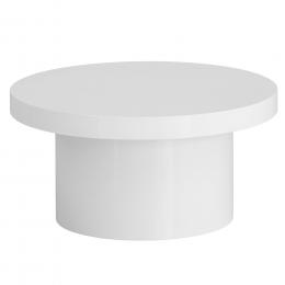 FineBuy Couchtisch 60x60x30 cm Weiß Sofatisch in Hochglanz Modern, Design Wohnzimmertisch Rund, Loungetisch in Pilz-Form, Kaffeetisch Beistelltisch Klein