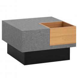FineBuy Couchtisch 65x65x40 cm Grau Sofatisch in Beton-Optik Modern, Design Wohnzimmertisch mit Stauraum, Loungetisch Quadratisch, Kaffeetisch Beistelltisch Ablagefach