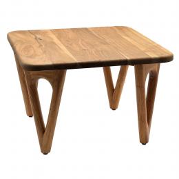 FineBuy Couchtisch Akazie Massivholz - Wohnzimmertisch Sofatisch Holz Modern - Design Loungetisch mit abgerundeten Ecken Landhaus Handmade