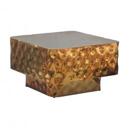 FineBuy Couchtisch Aluminium Quadratisch 60cm - Design Wohnzimmertisch Geh&auml;mmert - Moderner Loungetisch - Sofatisch Hammerschlag - Beistelltisch Wohnzimmer Handmade