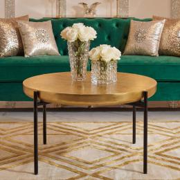 FineBuy Couchtisch Aluminium Rund 63cm Gold - Moderner Wohnzimmertisch Orientalisch - Eleganter Sofatisch Orient - Kaffeetisch Metall - Design Loungetisch Beistelltisch Wohnzimmer Handmade