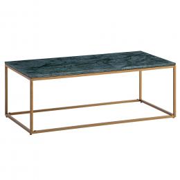 FineBuy Couchtisch Echter Marmor Grün 100x50x35 cm Sofatisch Metall Gold, Design Wohnzimmertisch Rechteckig, Marmortisch Loungetisch Groß, Kaffeetisch Modern