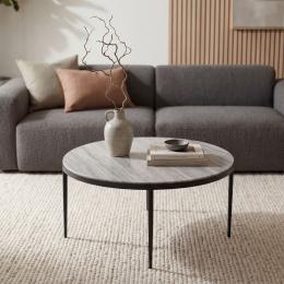FineBuy Couchtisch Metall mit wei&szlig;er Toronto Marmor Tischplatte 70cm rund - Runder Wohnzimmertisch Design Loungetisch - Eleganter Sofatisch - Moderner Beistelltisch Handmade