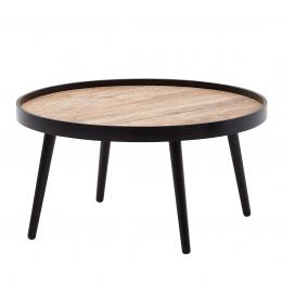 FineBuy Couchtisch Rund 76x76x40 cm Schwarz Braun Sofatisch Modern, Runder Wohnzimmertisch Salontisch, Tisch Wohnzimmer Groß, Kaffeetisch Loungetisch
