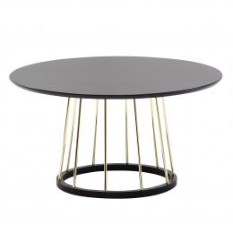 FineBuy Couchtisch Rund 80x80x42 cm Schwarz Gold Sofatisch Metall Modern, Runder Wohnzimmertisch Salontisch, Tisch Wohnzimmer Groß, Kaffeetisch Loungetisch