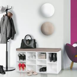 FineBuy Schuhbank für 10 Paar Schuhe & Stiefel 103,5 x 53 x 30 cm |Schuhschrank mit Sitzbank & Sitzkissen abnehmbar, Flur Schuhregal mit Bank, Kleine Holz Kommode Garderobe Aufbewahrung Schuhe Diele