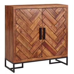 FineBuy Schuhschrank Sheesham Massivholz 100x105x40 cm Schuhregal Geschlossen, Design Schuhkommode Flurschrank mit Ablage, Schuhaufbewahrung Flurkommode für Schuhe Hoch