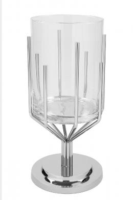 Fink LUXOR Kerzenständer XXL mit Fuß - vernickelt / Glas - Ø 30 cm - Höhe 53 cm