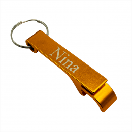 Flaschenöffner Schlüsselanhänger mit Name Wunschname personalisiert individuell farbig Gravur Orange