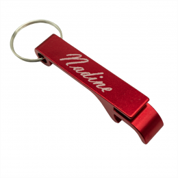 Flaschenöffner Schlüsselanhänger mit Name Wunschname personalisiert individuell farbig Gravur Rot