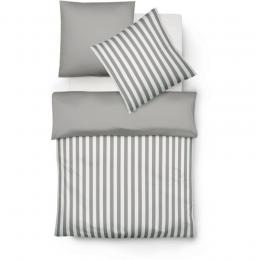 fleuresse Lech Wendebettw&auml;sche-Set aus Flanell - grau - 135x200 / 80x80 cm