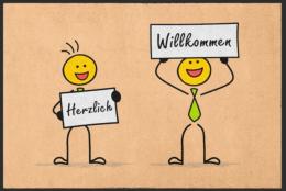 Fussmatte Herzlich Willkommen 10498 - 100 cm x 150 cm / Mit Gummirand