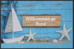 Fussmatte Willkommen an Bord 4783 - 140 cm x 220 cm / Mit Gummirand