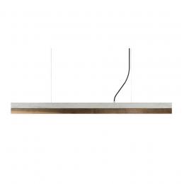 GANTlights C1 Concrete & Walnut Wood Pendelleuchte mit Dimmer - hellgrauer Beton / Nussholz / kaltwei&szlig; - 122x8x8 cm
