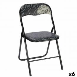 Gepolsterte Campingstuhl Quality Schwarz Grau PVC Metall 43 x 46 x 78 cm (6 St&uuml;ck)