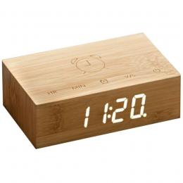 Gingko Flip Click Wecker mit Kippfunktion - Bambus - 11,5x7x3,6 cm