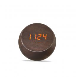 Gingko Tumbler Click Clock Wecker - walnut/LED orange - 9x11x9 cm