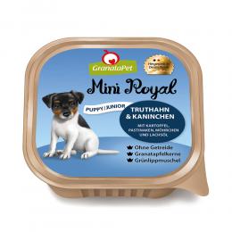 GranataPet | Puppy/Junior Truthahn & Kaninchen mit Kartoffeln, Pastinaken, Möhrchen und Lachsöl | Mini Royal | 150 g