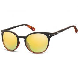 Gummierte Sonnenbrille in Schildpatt Optik mit orangen verspiegelten Gläsern