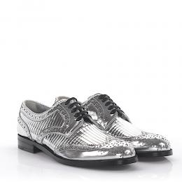 Halbschuhe Leder silber metallic Lyra-Lochung