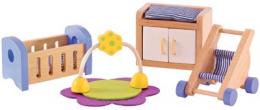 HAPE® Puppenhaus Modernes Babyzimmer (Natur-Blau)