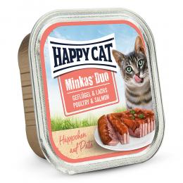 Happy Cat | Duo Paté auf Häppchen Geflügel & Lachs | Minkas | 24 x 100 g