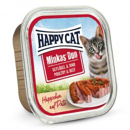Happy Cat | Duo Paté auf Häppchen Geflügel & Rind | Minkas | 12 x 100 g