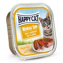 Happy Cat | Duo Paté auf Häppchen Rind & Kaninchen | Minkas | 100 g