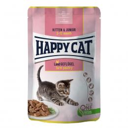 Happy Cat Kitten & Junior Land Gefl&uuml;gel Pouch 48x85g