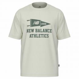Herren Kurzarm-T-Shirt New Balance Varsity Pennant MT51924 SST Weiß