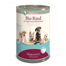 Herrmanns | Welpe Bio-Rind mit Apfel und Haferflocken | Selection | 24 x 400 g