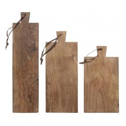 HK living Breadboards Teak Schneidebrett 3er Set - natural - 31 x 12 + 38 x 15 + 47 x 16 cm