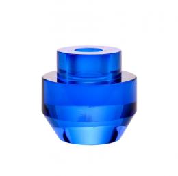 HK living Crystal Glass Round Kerzenhalter - blue - 7,5 x 7,5 x 7 cm