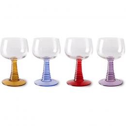 HK living swirl Weinglas - 4er-Set - red/yellow/blue/purple - 4er-Set: 186 ml - Ø 8,5 cm - Höhe: 13,5 cm