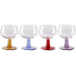 HK living swirl Weinglas - 4er-Set - red/yellow/blue/purple - 4er-Set: 350 ml - Ø 10 cm - Höhe: 12 cm