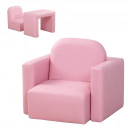 HOMCOM 2-in-1-Kindersofa Tisch und Stuhl Set multifunktionaler für Kinder Kindercouch Kindersessel Minisofa für Kinder von 3 bis 9 Jahre Rosa