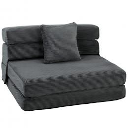 HOMCOM 2 in 1 Schlafsessel klappbar Schlafsofa mit Bettfunktion Cordoptik, Gepolstert Klappmatratze G&auml;stebett Klappsessel Bodensessel f&uuml;r Schlafzimmer Wohnzimmer 100x76x62cm  Dunkelgrau   Aosom
