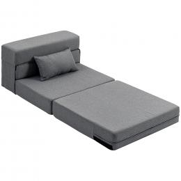 HOMCOM 3 in 1 Schlafsessel Klappbar Schlafsofa mit Bettfunktion Verstellbarer R&uuml;ckenlehne Kissen G&auml;stebett in Leinenoptik Klappsessel f&uuml;r Wohnzimmer Schlafzimmer 80 x 80 x 64 cm Grau   Aosom